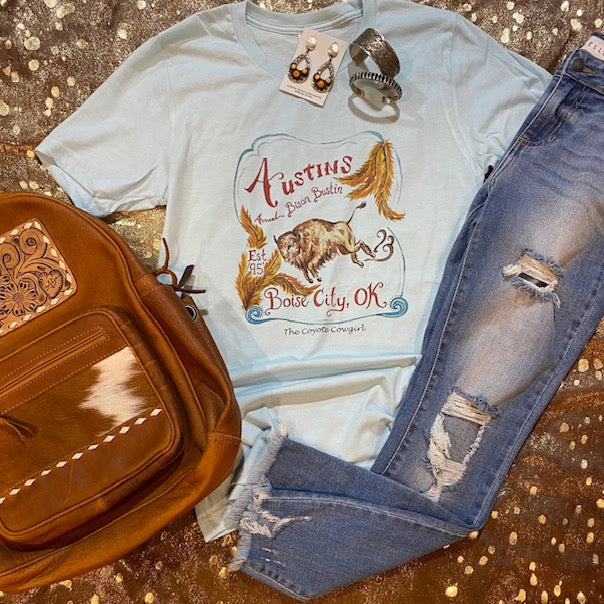 Garment Washed Finish Convertible Design Austin's Bison Bustin Tee