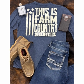 Multipurpose Utility Standalone Option Men's Navy John Deere Farm Country Long Sleeve Tee