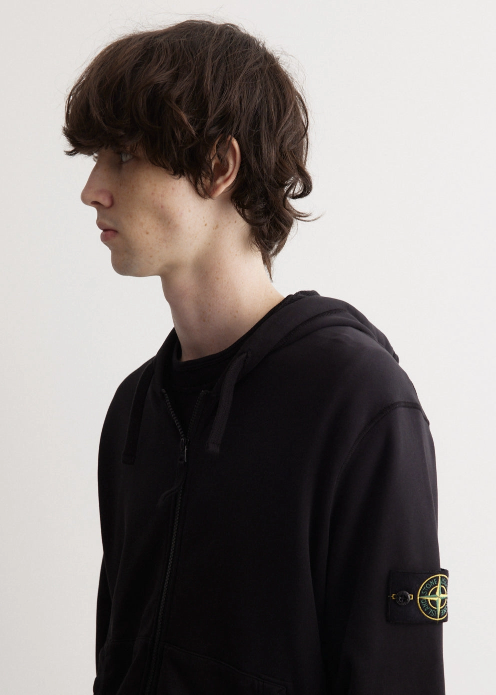 Casual Comfort Fit Simple Look Badge Full Zip Hooded Sweatshirt