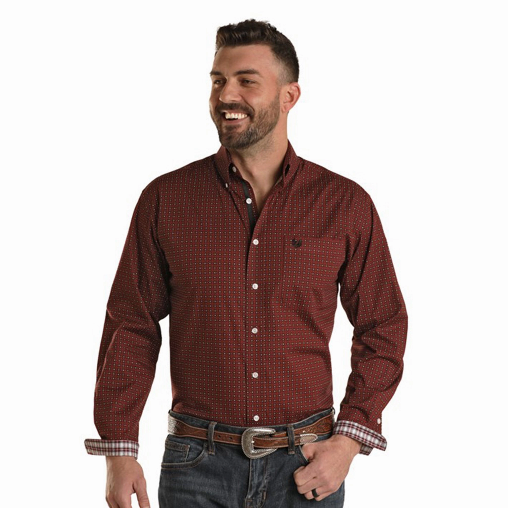 Chic Option Winter Retreat Panhandle Slim Men's Burgundy Shirt