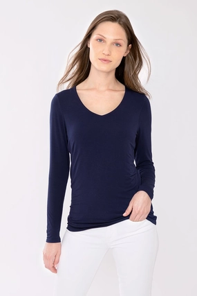 Cold-Weather Layer Bamboo Long Sleeve Vee