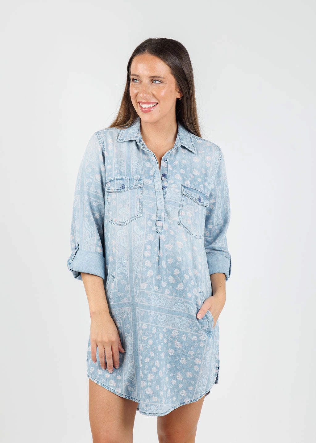 Bandana Shirtdress  - Pink Handkerchief Lightweight and Breezy