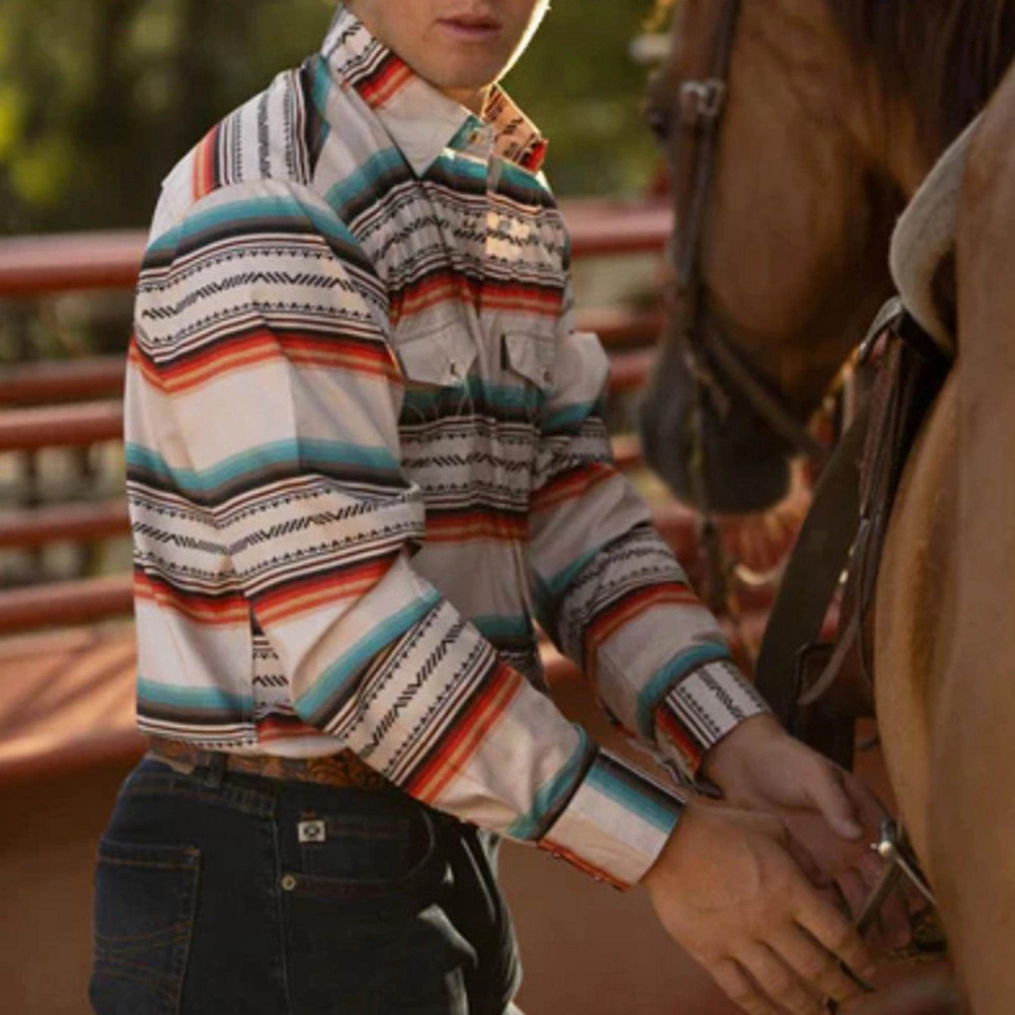 quick dry Classic Look Hooey Men's SOL Cream Serape Long Sleeve