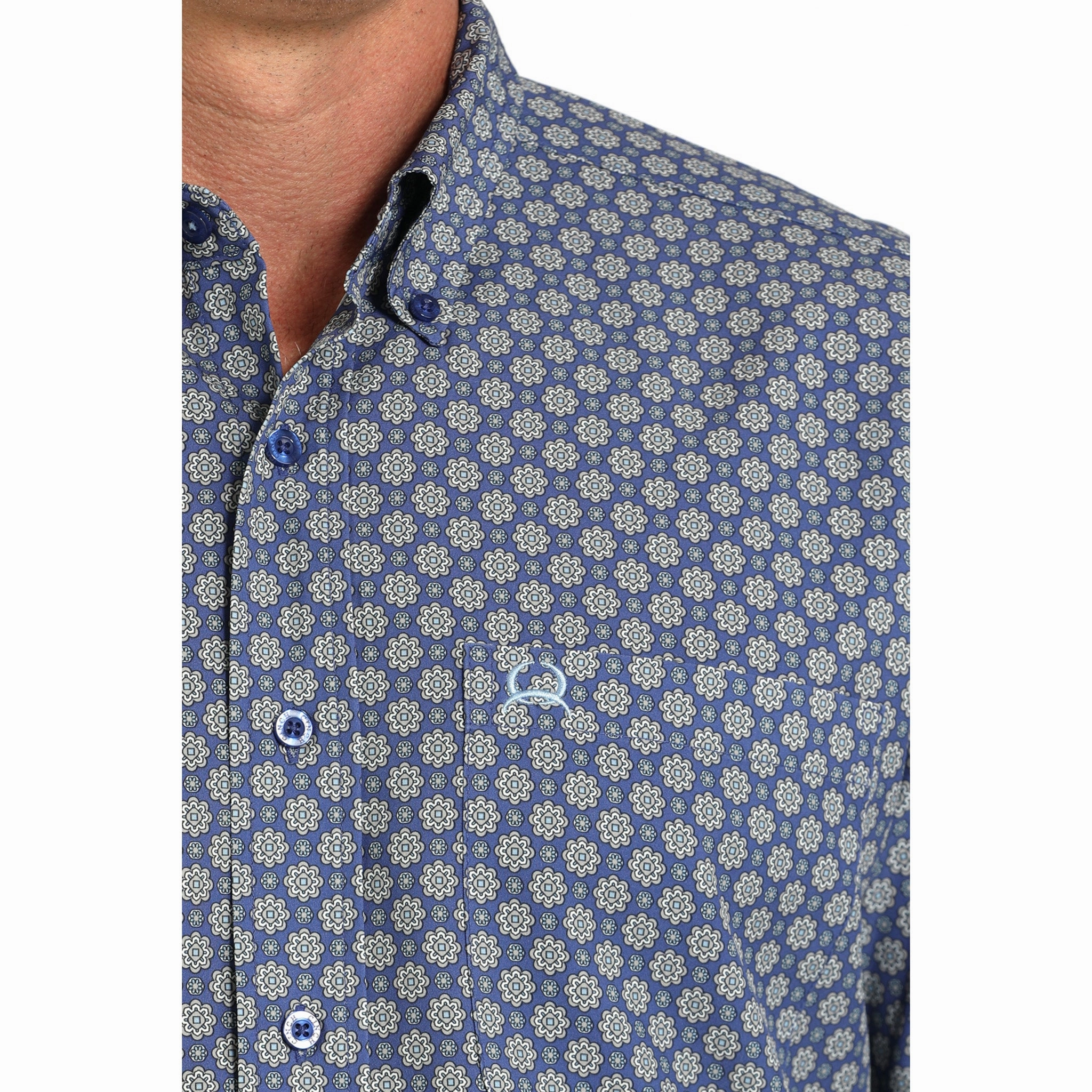 Cinch Men's Royal Blue Geo Arena Flex Shirt Timeless Appeal