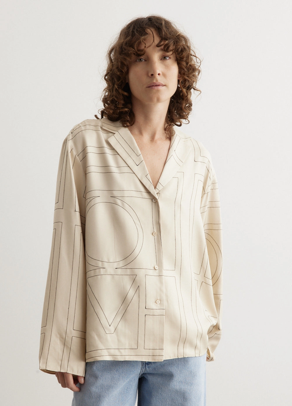 First Date Loose Comfort Monogram Silk Pyjama Top