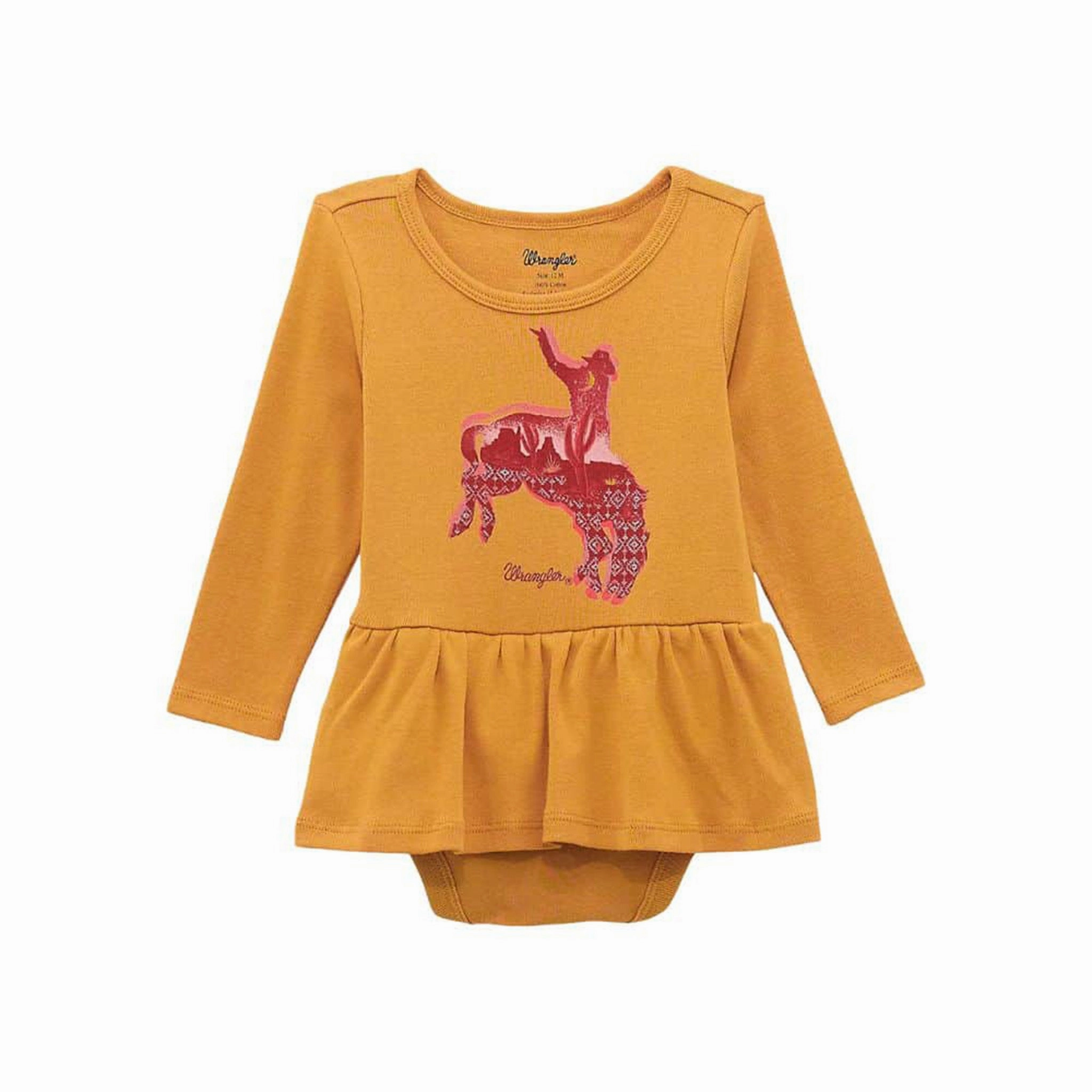 Wrangler Infant/Toddler Mustard Bronc Ruffle Onesie Office Mood