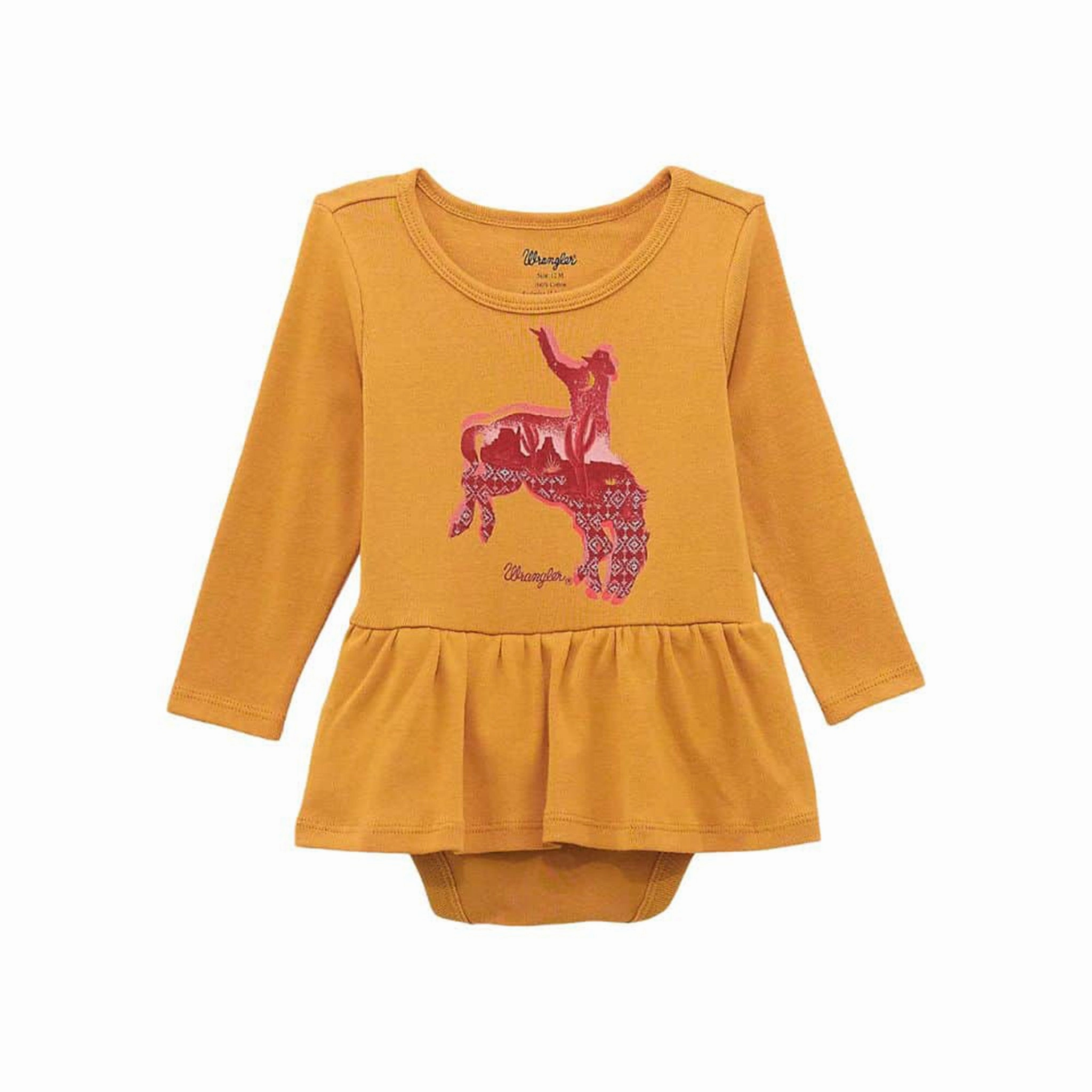 HypoallergenicFiber Wrangler Infant/Toddler Mustard Bronc Ruffle Onesie