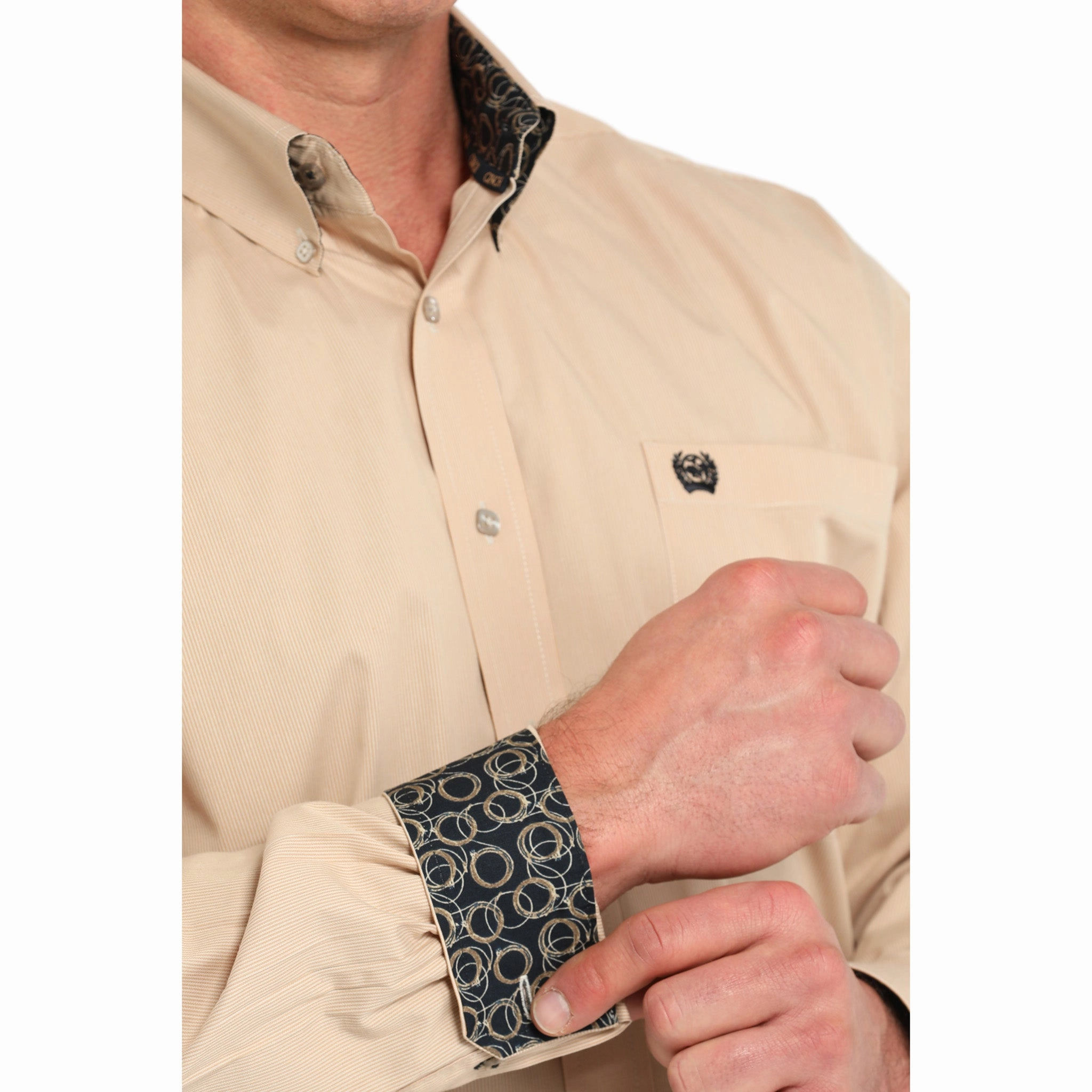 Cinch Men's Gold Microstrip Long Sleeve Shirt Preppy Vibe