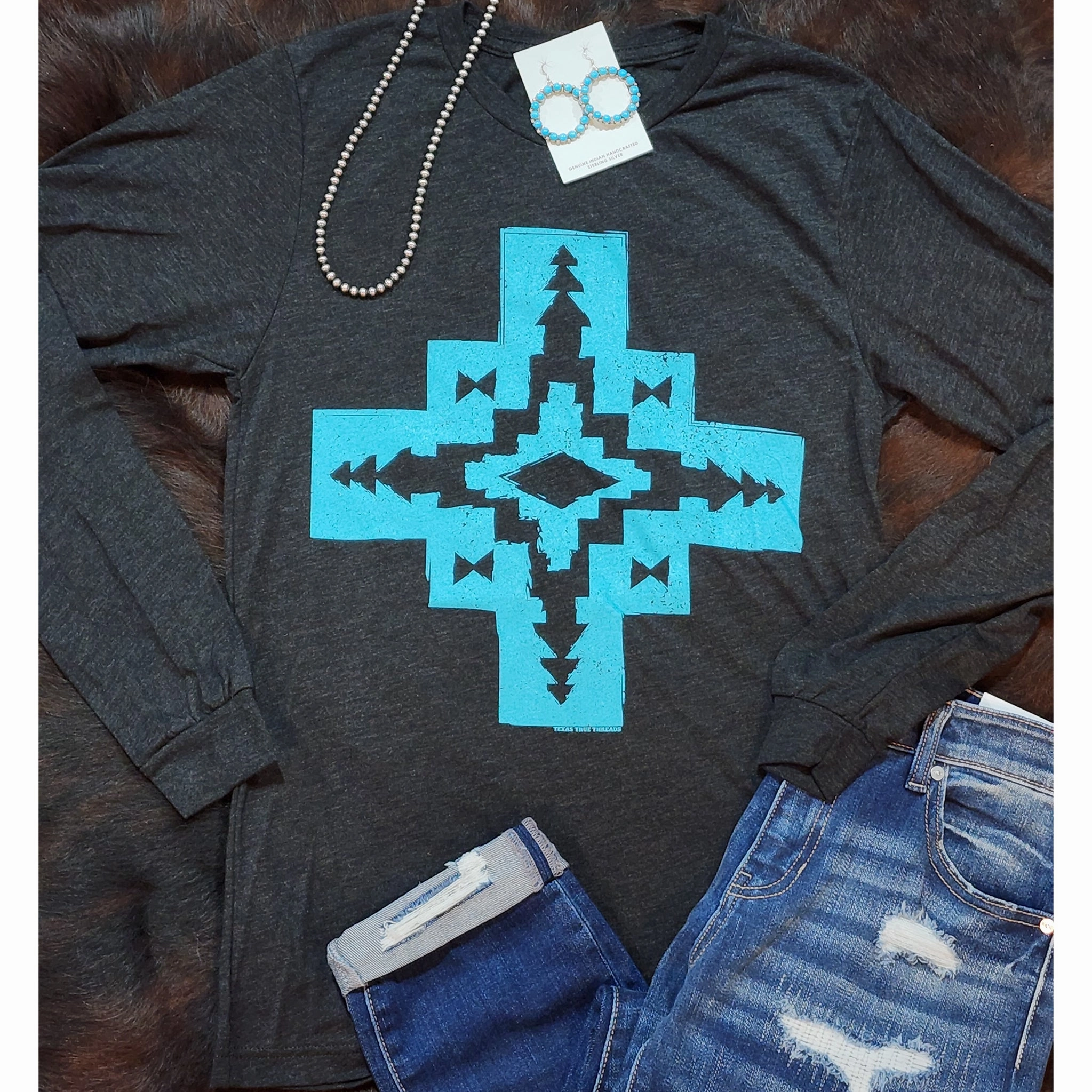 Black & Turquoise Aztec L/S Tee NonScratchSurface