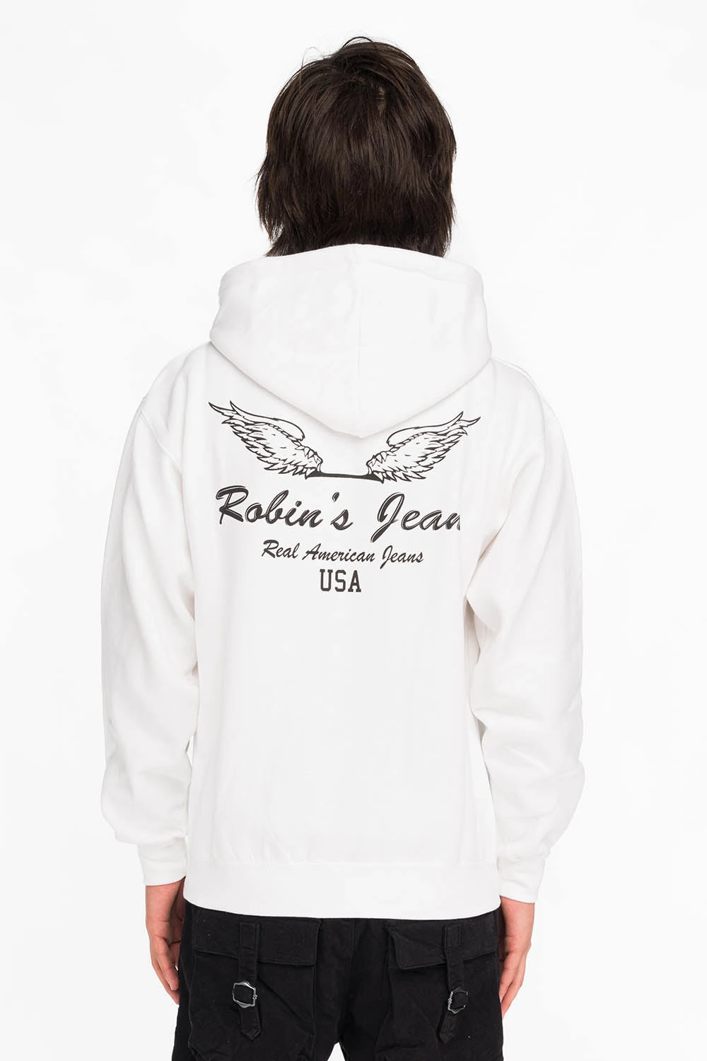 BLACK WINGS PULLOVER HOODIE IN WHITE Breathable Movement