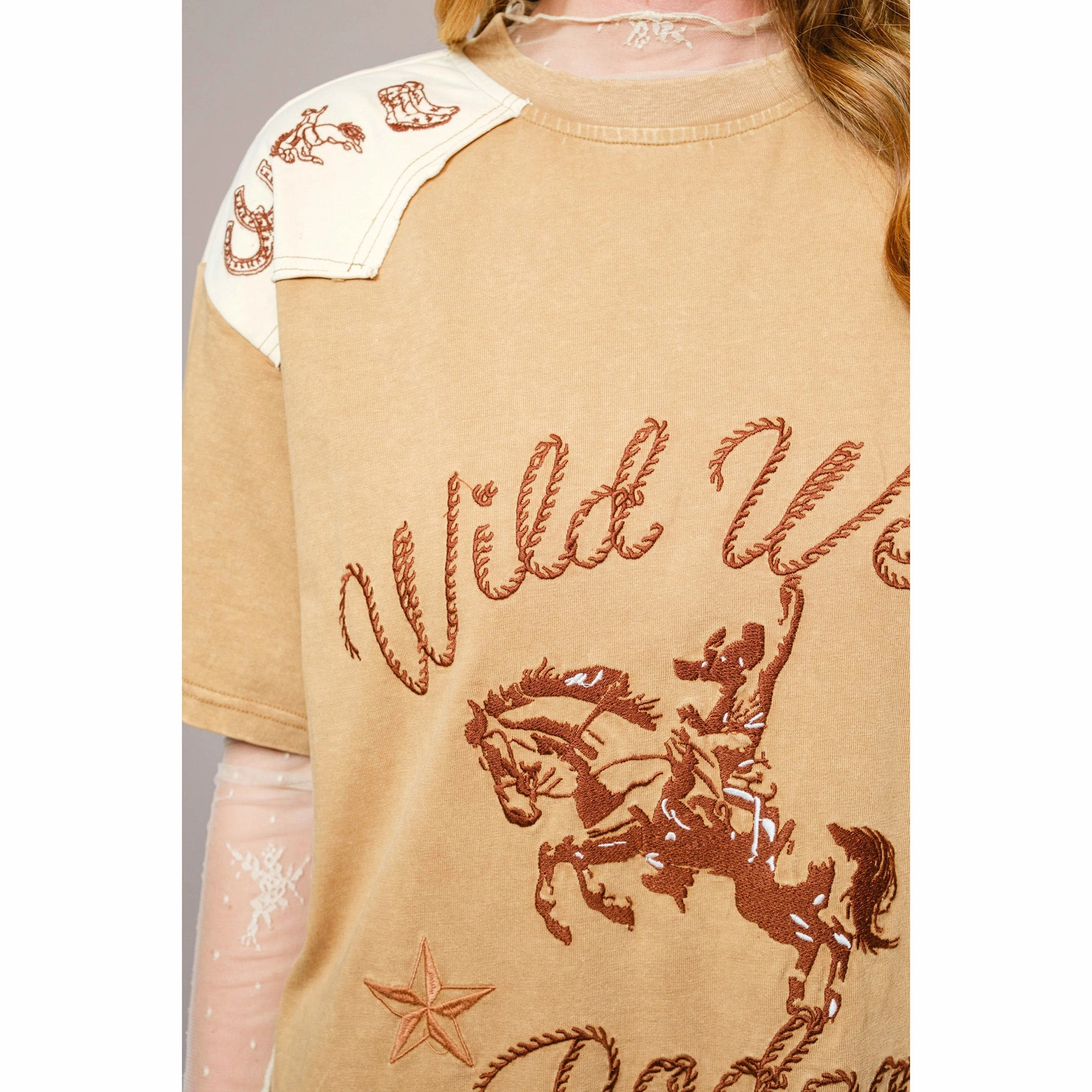 Multipurpose Textured Surface Blue B Women's Taupe Rodeo Embroidery Dress