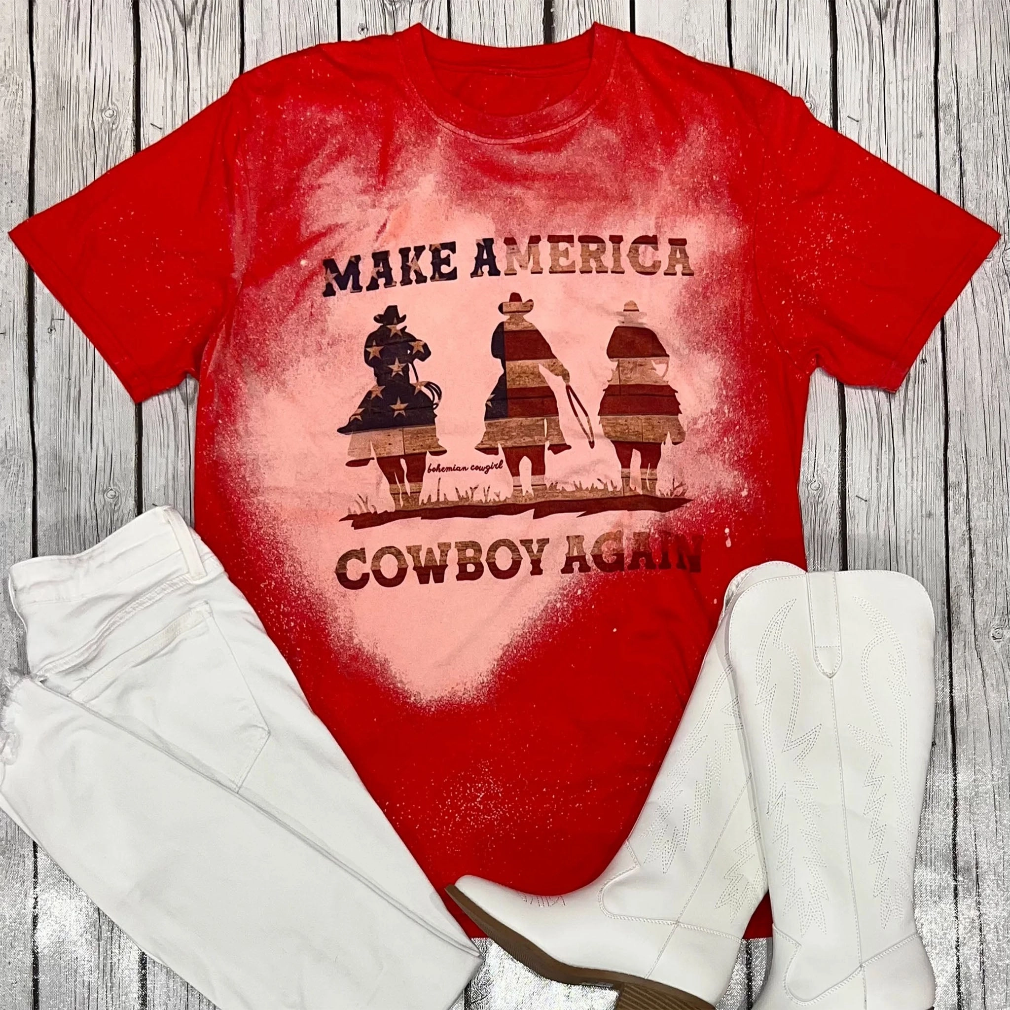 Bohemian Cowgirl Women's Make America Cowboy Tee High Stretch Fabric Thermal regulation
