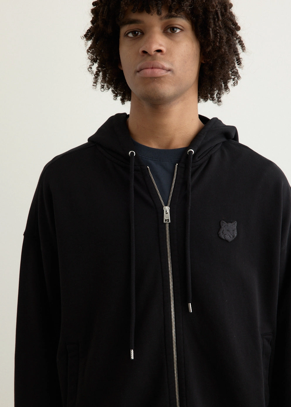 Bold Fox Head Patch Full Zip Oversized Hoodie Chill Comfort Fit