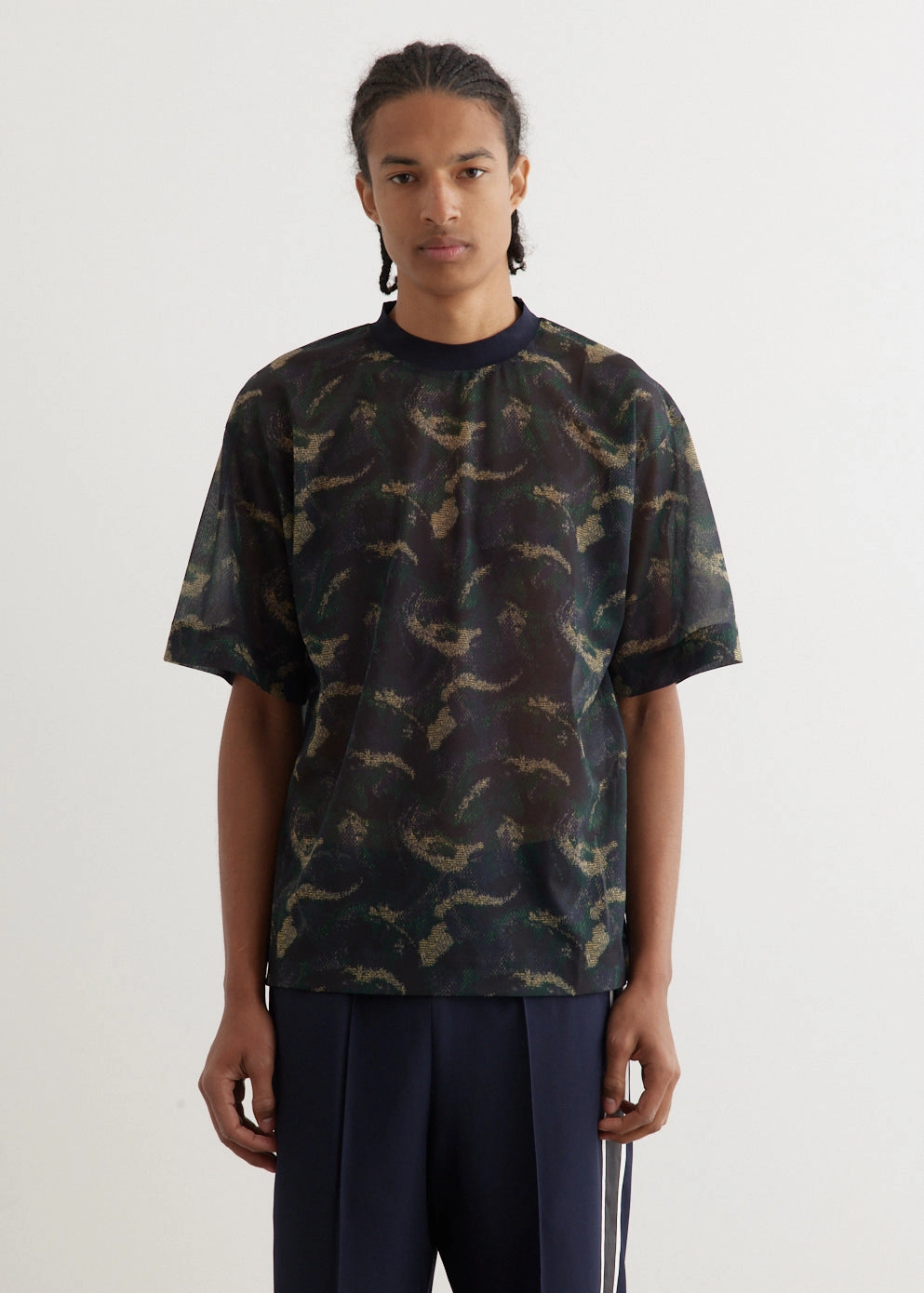 Sheer Jersey Print T-Shirt Organic Cotton Blend