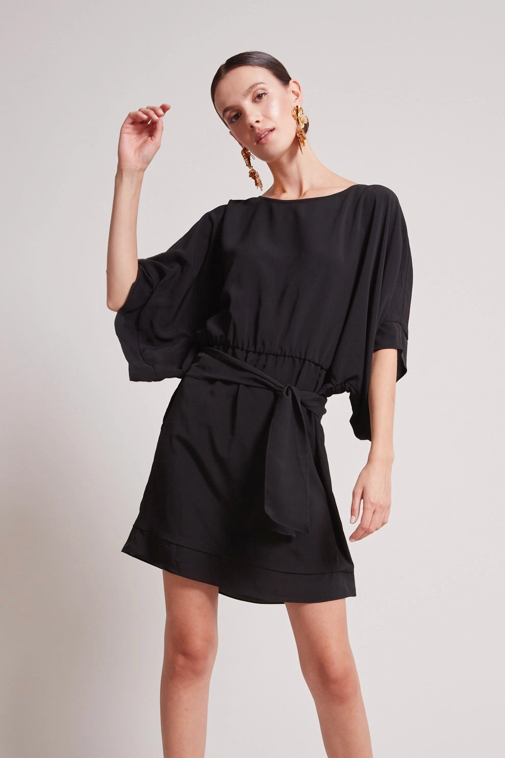 Teagan Kimono Sleeve Inspired Dress - Black Daywear Mood Chill Moment