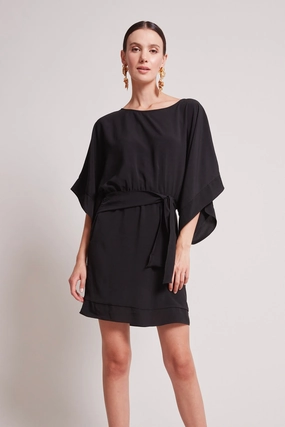 Comfortable and Flattering Teagan Kimono Sleeve Inspired Dress - Black