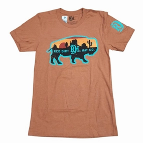 Red Dirt Unisex Orange Billboard Buffalo T-Shirt Flexible Movement Camouflage Print