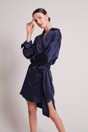 Kyoko Pullover Dress - Navy Flattering Comfort Wear