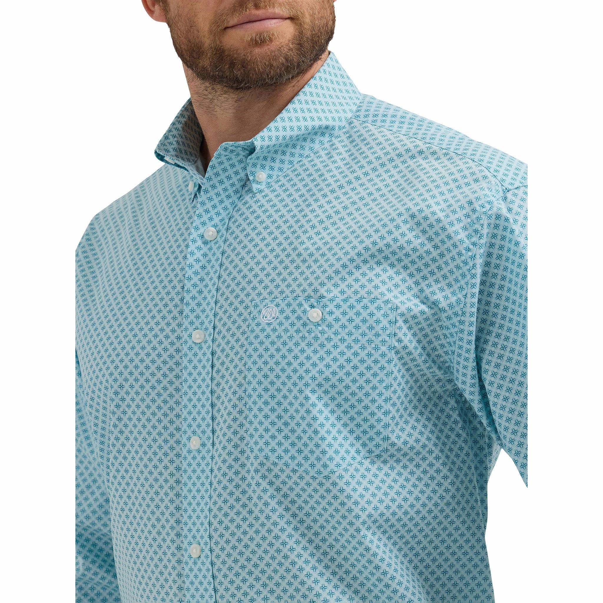 Gradient effect Wrangler Men's Light Blue Geometric Print Shirt
