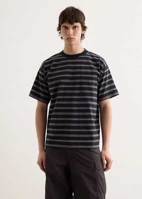 Layerable Look Comfortable Border Stripe Relaxed Short Sleeve T-Shirt