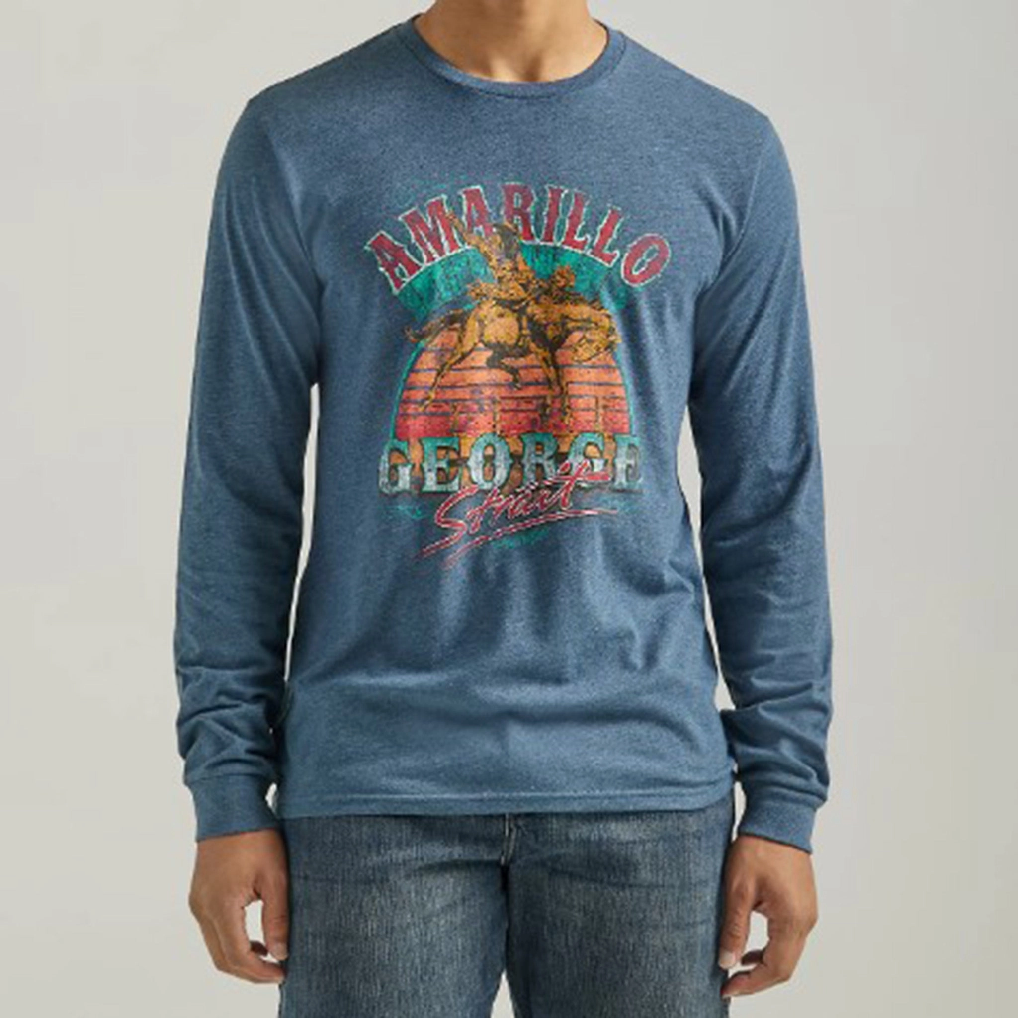 Sporty Design Lightweight Fabric Wrangler Men's Navy Heather George Strait Shirt