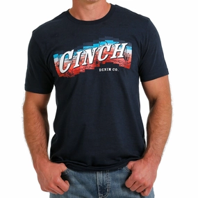 Cinch Men's Heather Navy Tee Graphic Art Wedding guest