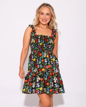 Invisible-Zip Garden Bliss Mini Ruffled Dress
