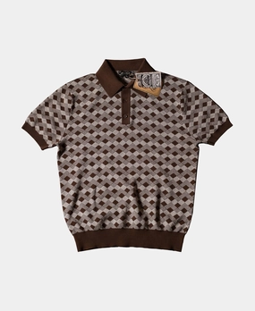 EasyCare Textile Diamond Pattern Retro Knitted Polo Shirt