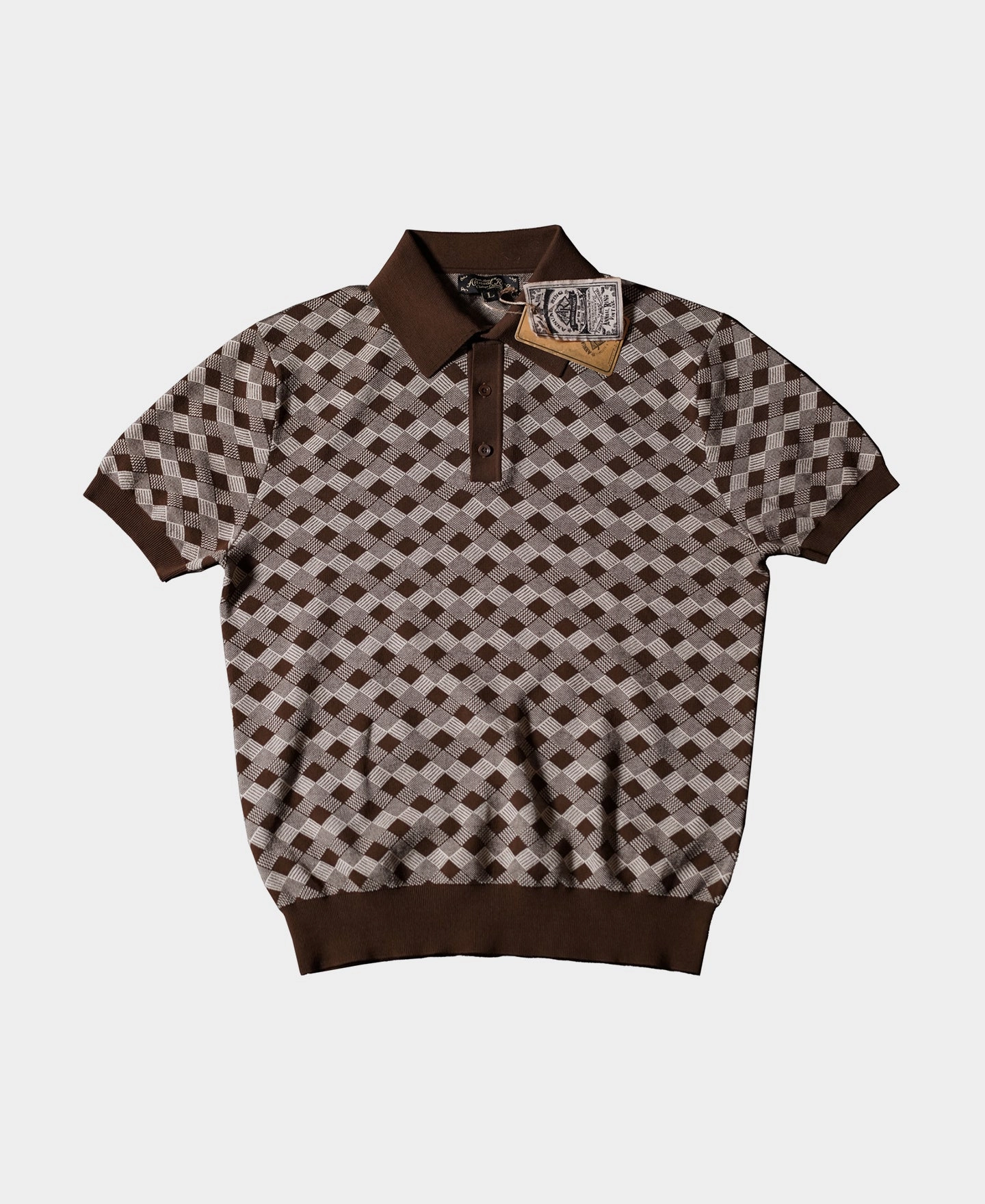 EasyCare Textile Diamond Pattern Retro Knitted Polo Shirt