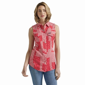 Wrangler Women's Bandana Red Snap Tank SmoothZipper