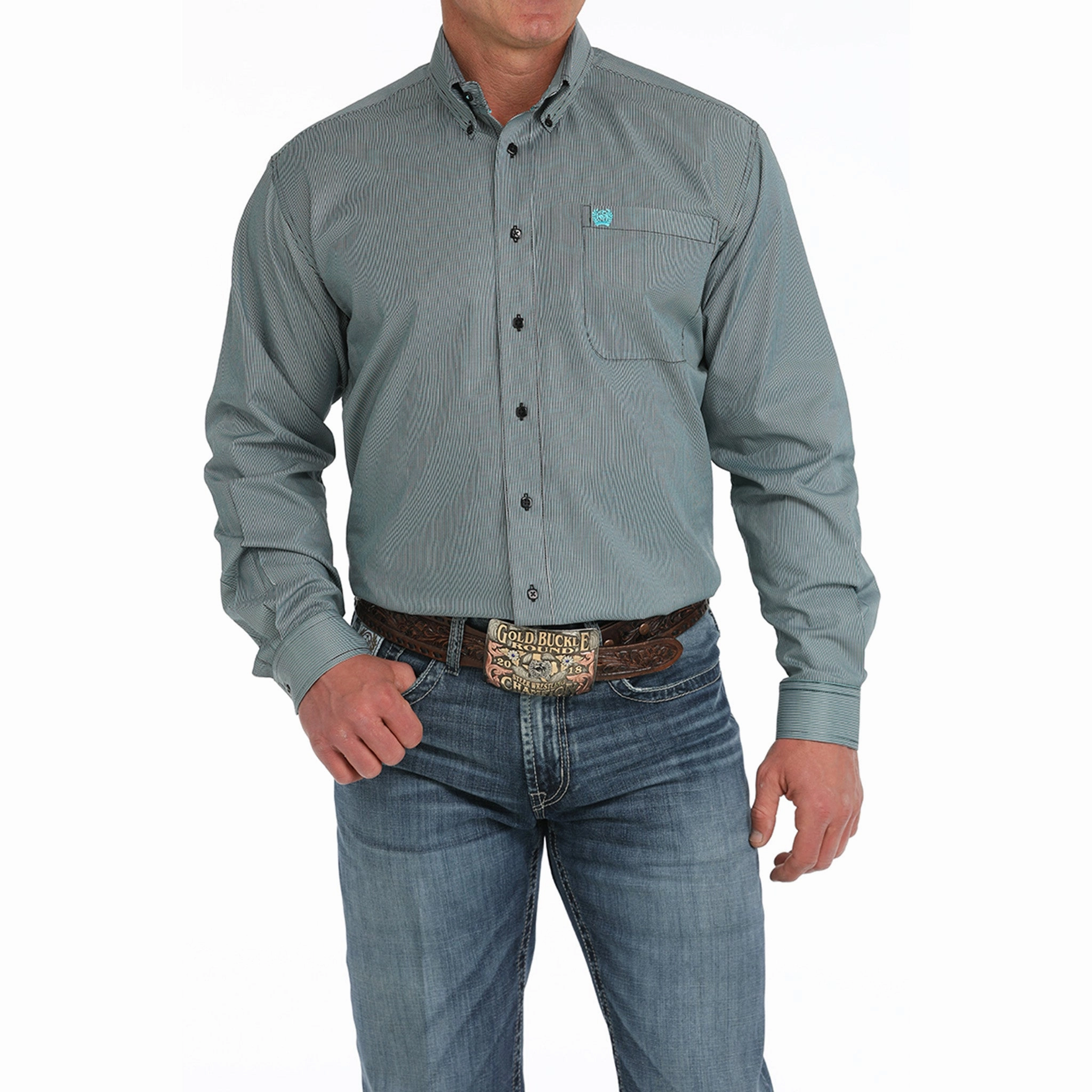 Anti Pilling Surface Cinch Men's Tencel Striped Shirt