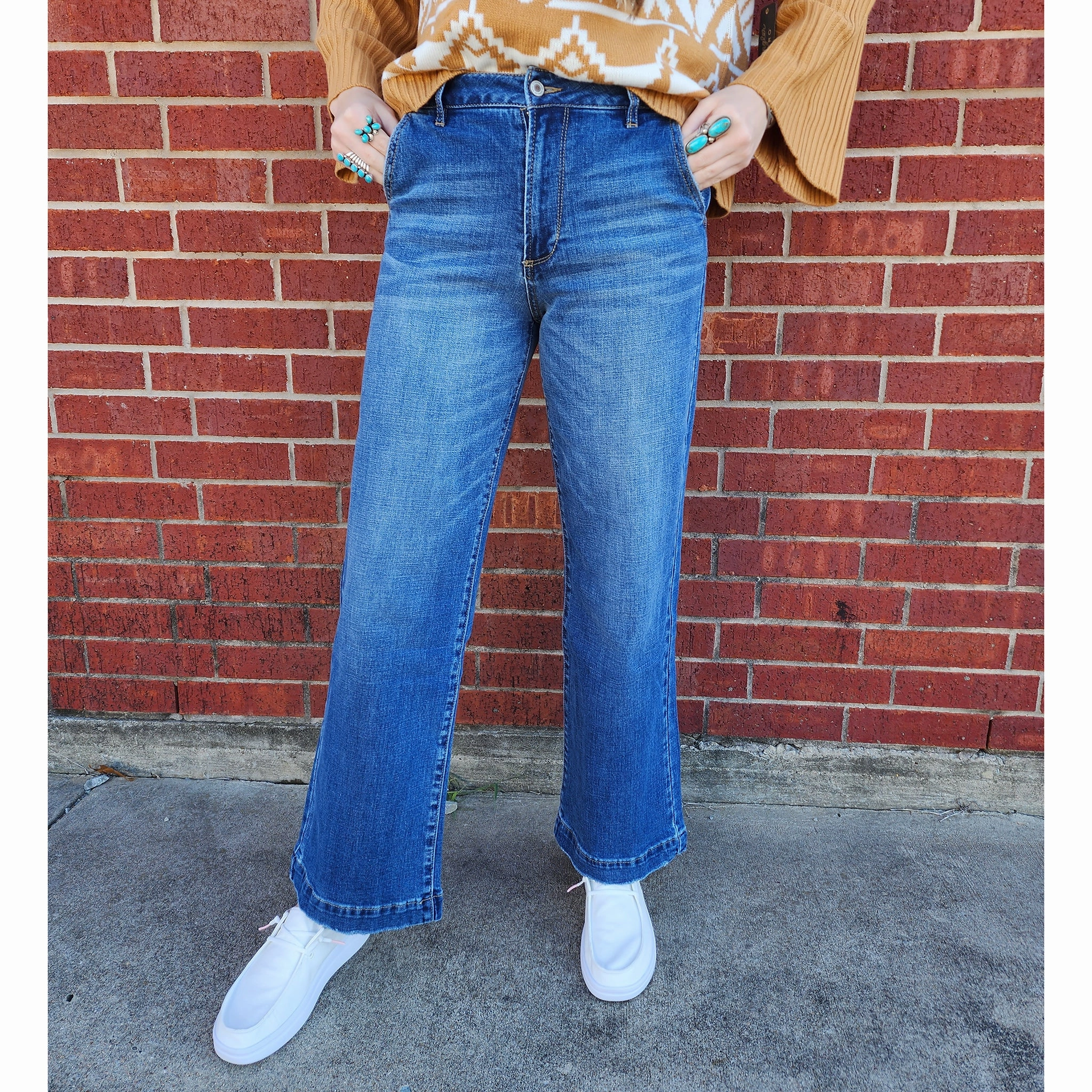 KanCan High Rise Wide Leg Trouser Everyday Basic Straight Leg Design