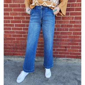 KanCan High Rise Wide Leg Trouser Everyday Basic Straight Leg Design