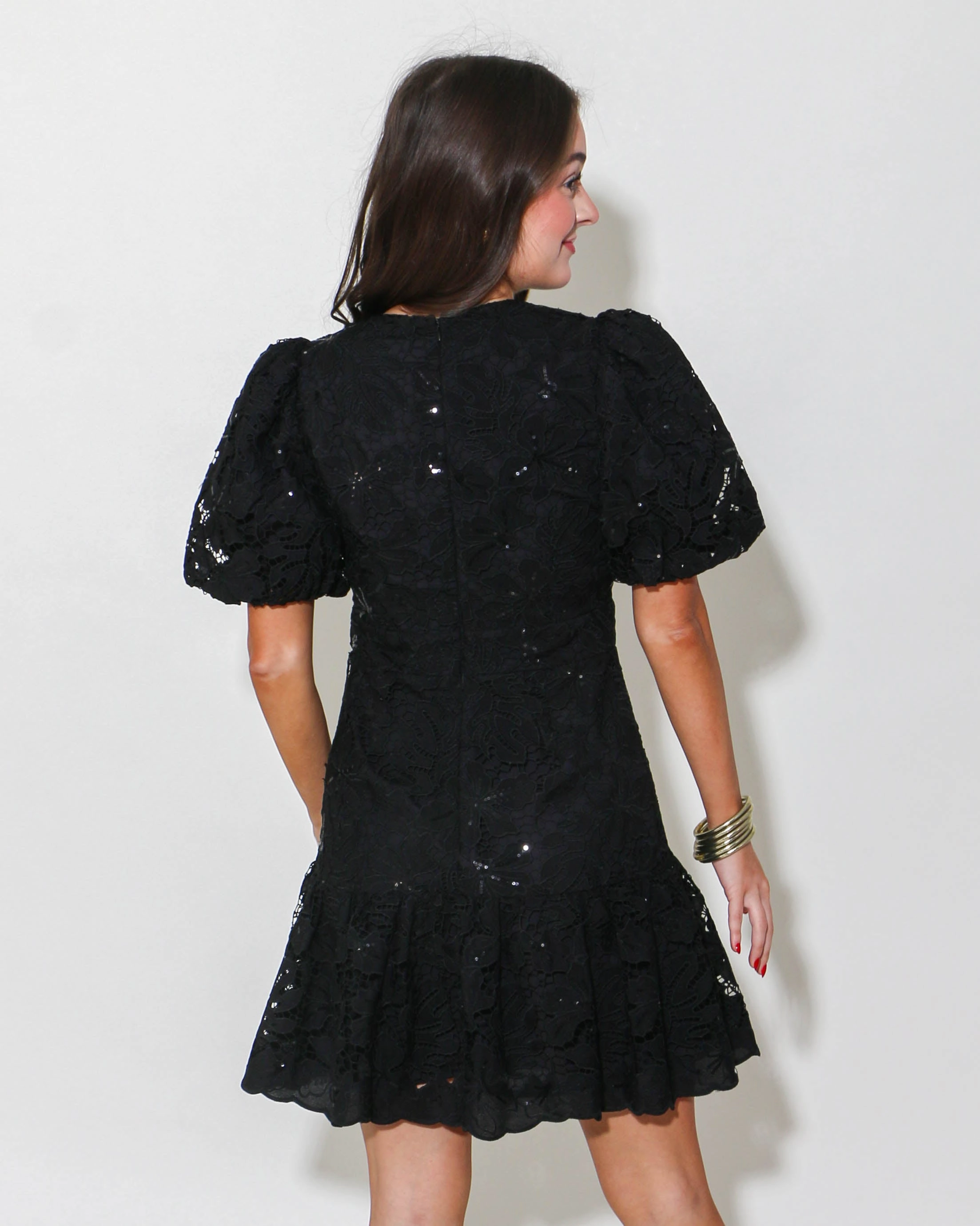 Chic formal attire Subtle Motion Sequin Lace Mini Dress