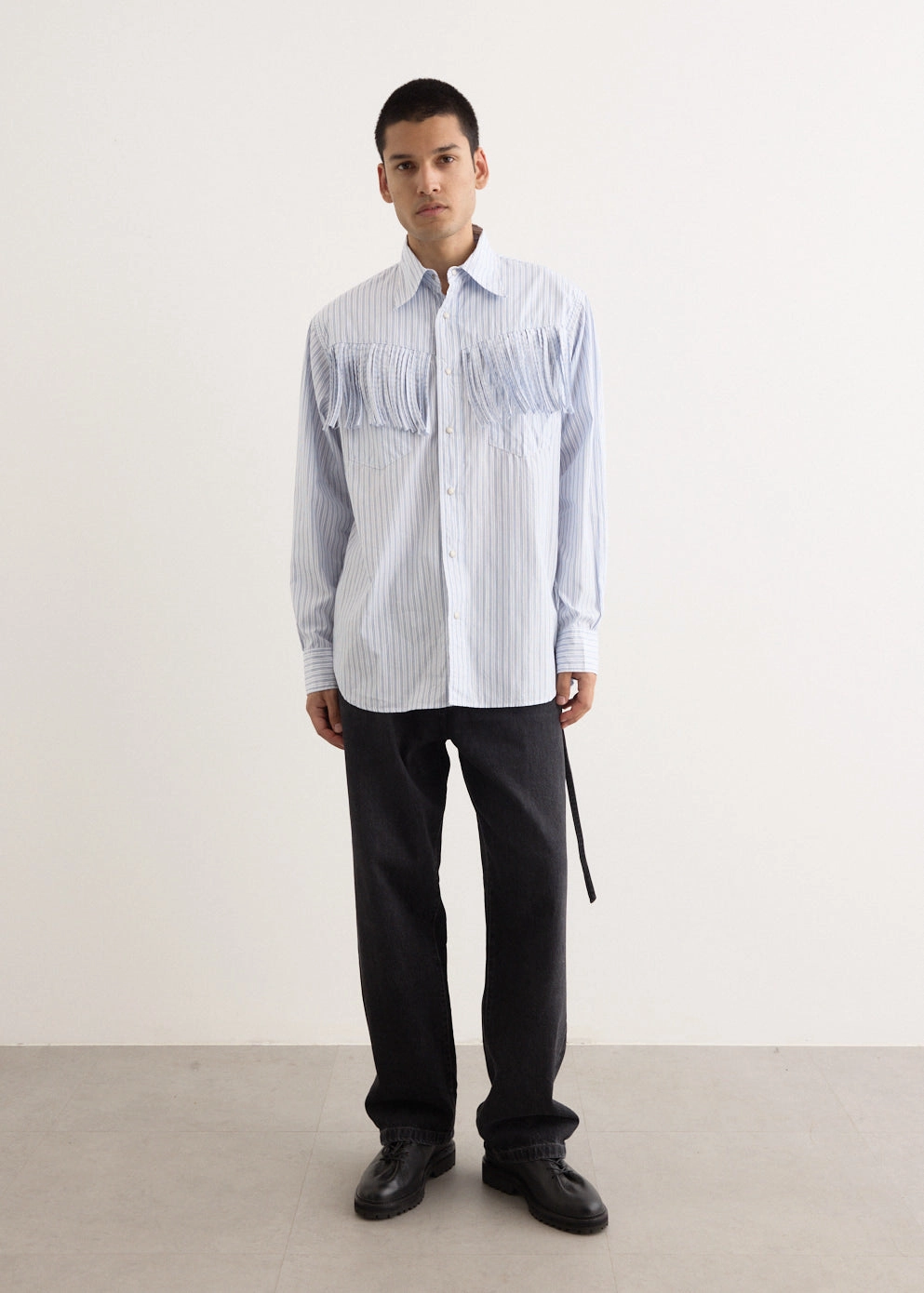 Active Design Premium Fabric Cotton Stripe Fringe Husky Western Shirt