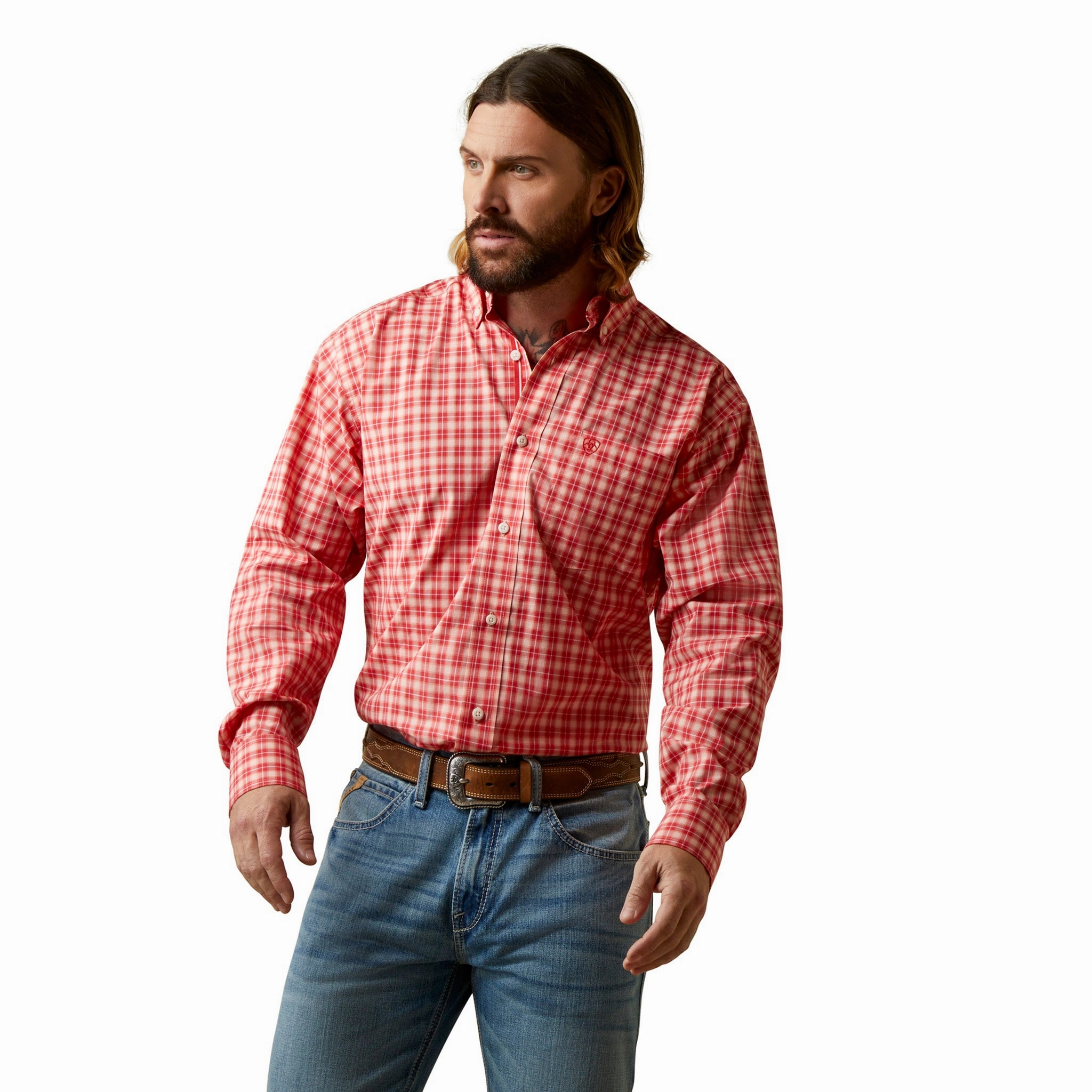 Country Charm Ariat Men's Pro Series Oberon Poppy Red Shirt