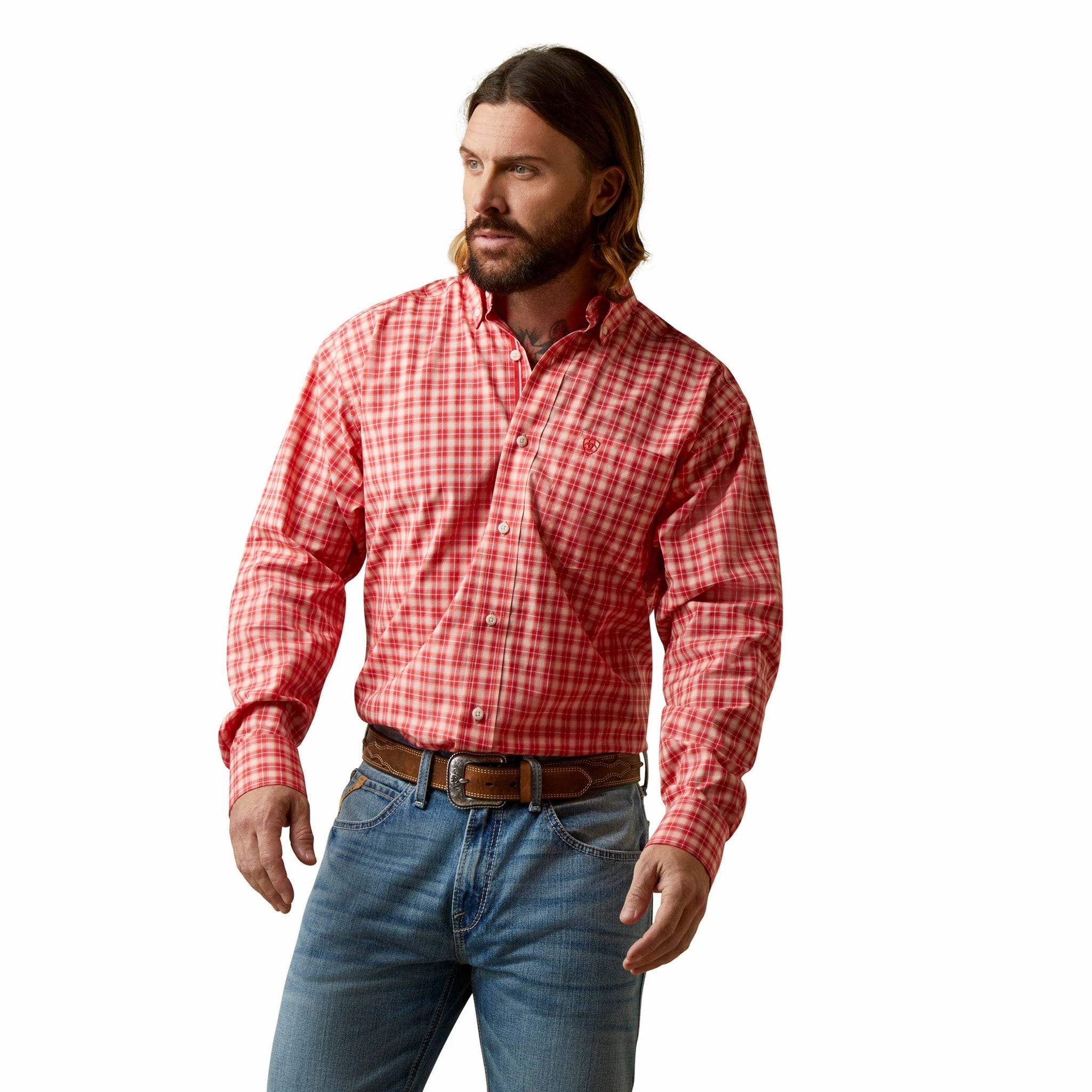 Airflow Ventilation System Luxurious Feel Ariat Men's Pro Series Oberon Poppy Red Shirt