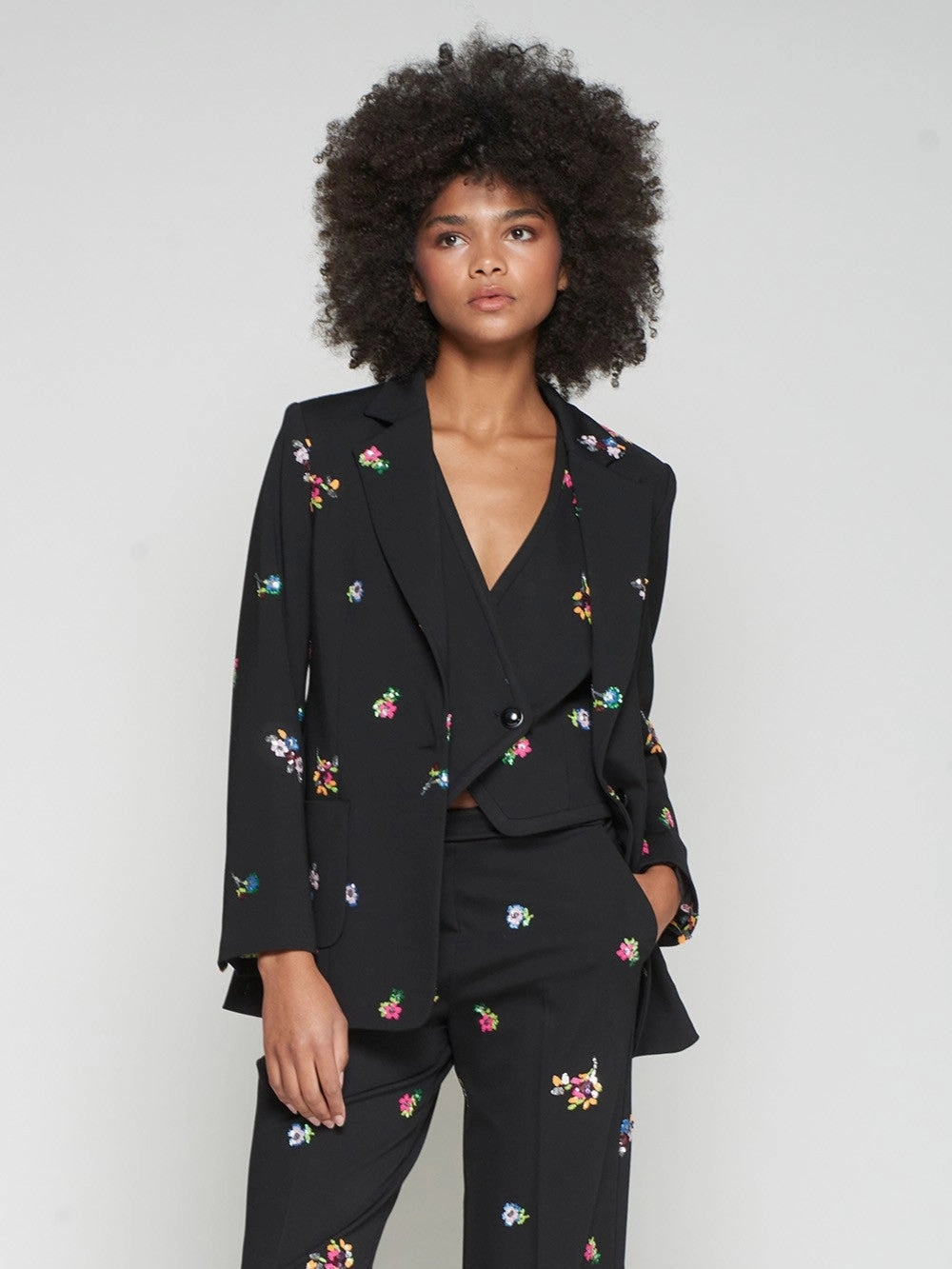 BreathableMeshLining 2 Aberturas Flores Blazer - Black SlimFit Simple Shirt