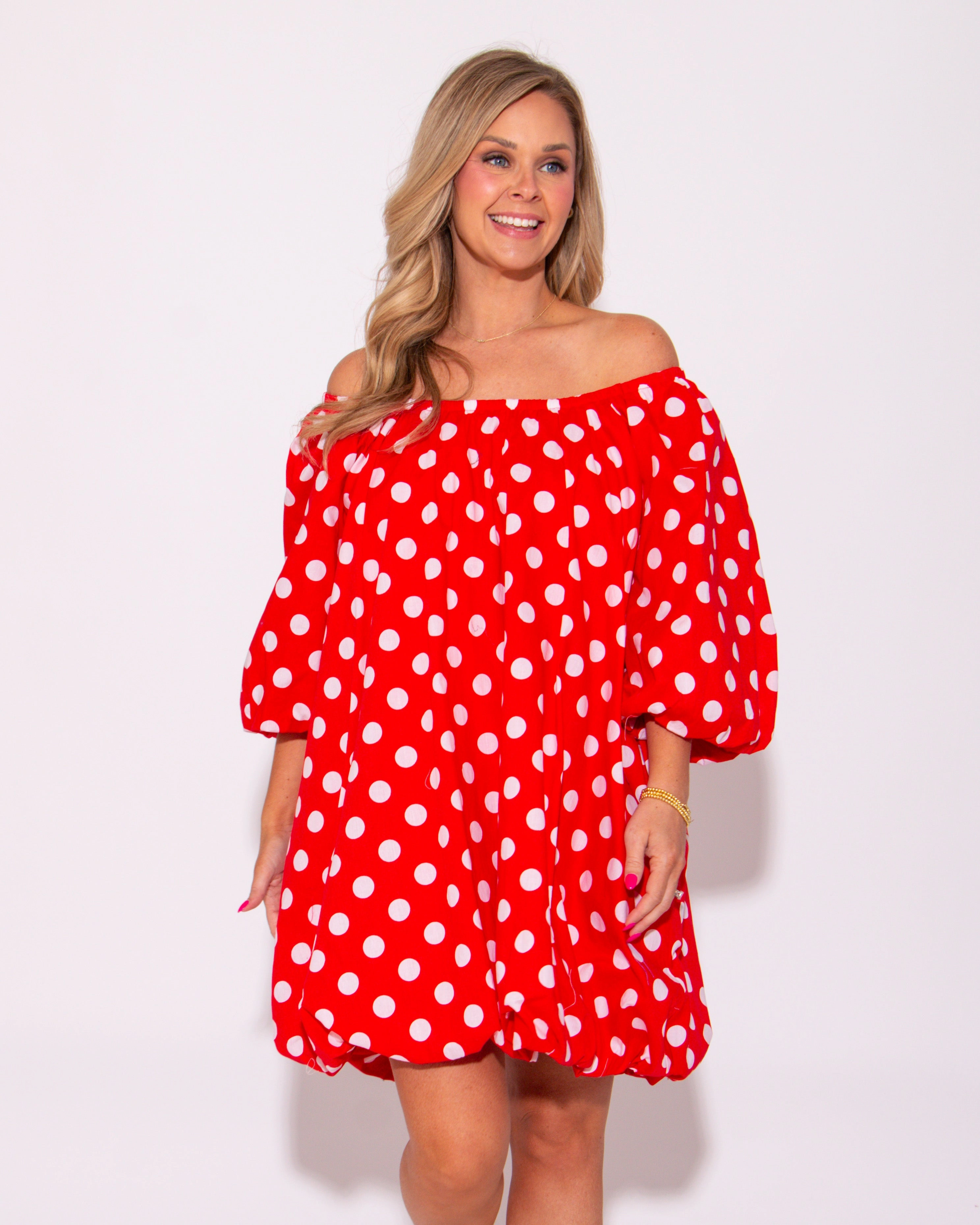 Bubble Dot Beauty Red Polka Dot Dress Special-Edition Relaxed fit wear