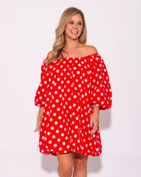 Bubble Dot Beauty Red Polka Dot Dress Special-Edition Relaxed fit wear