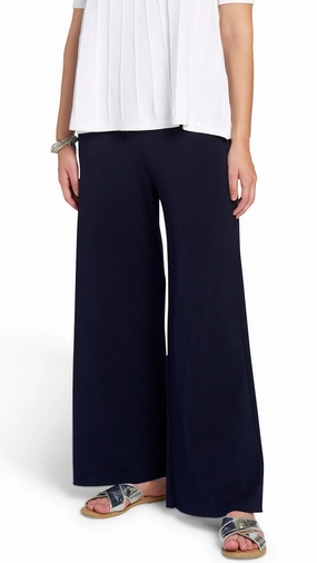 Briana Wide Leg Milano-Knit Pants - Dark Navy SecureCargoPockets