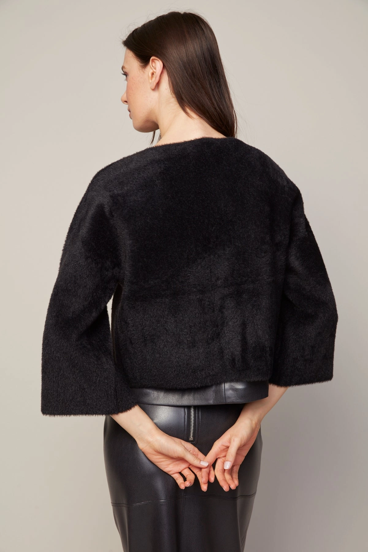 Bronte Buttoned Front Cardigan With Patch Pockets - Black Performance Comfort