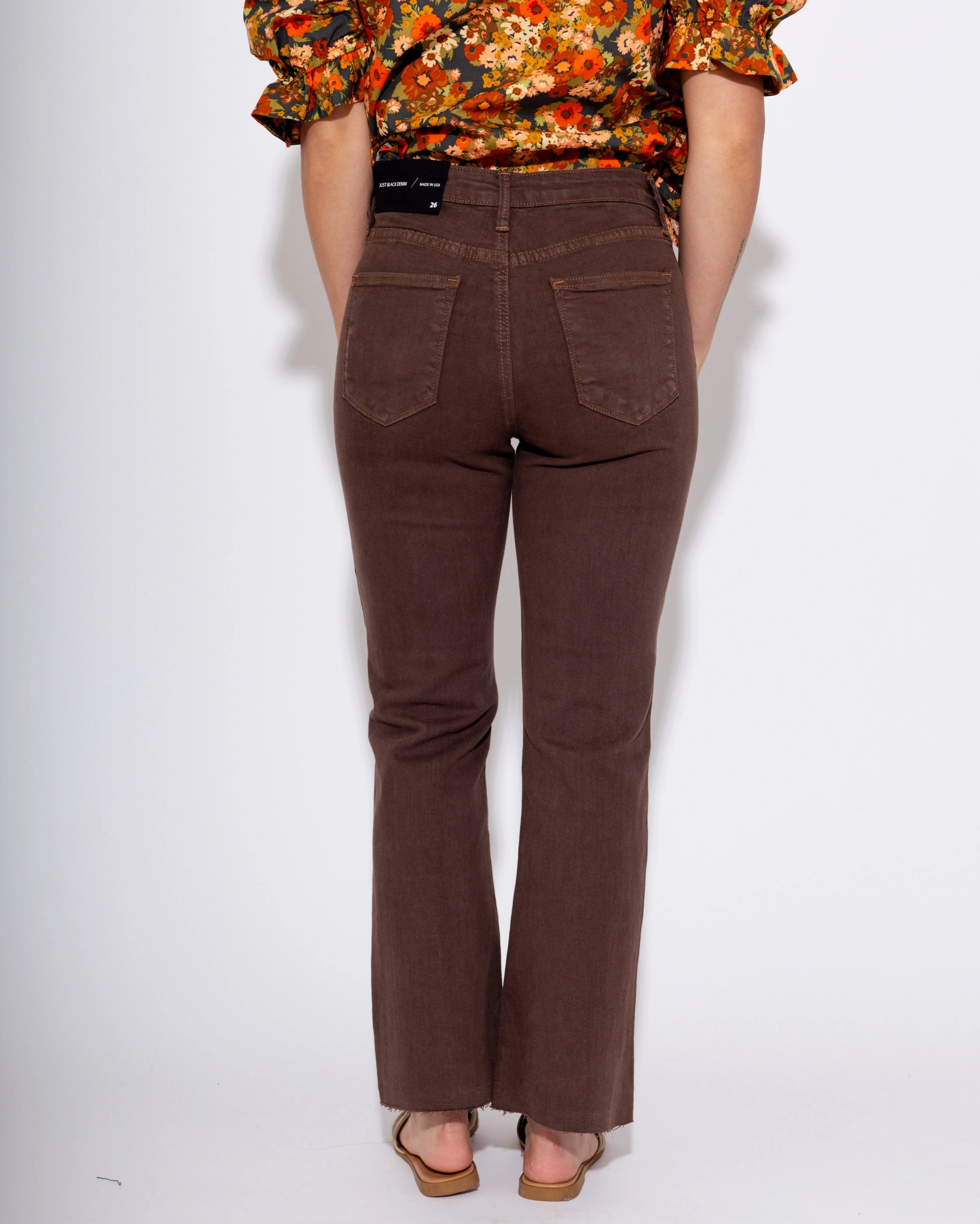 Brown Crop Flare Jeans Layer Staple