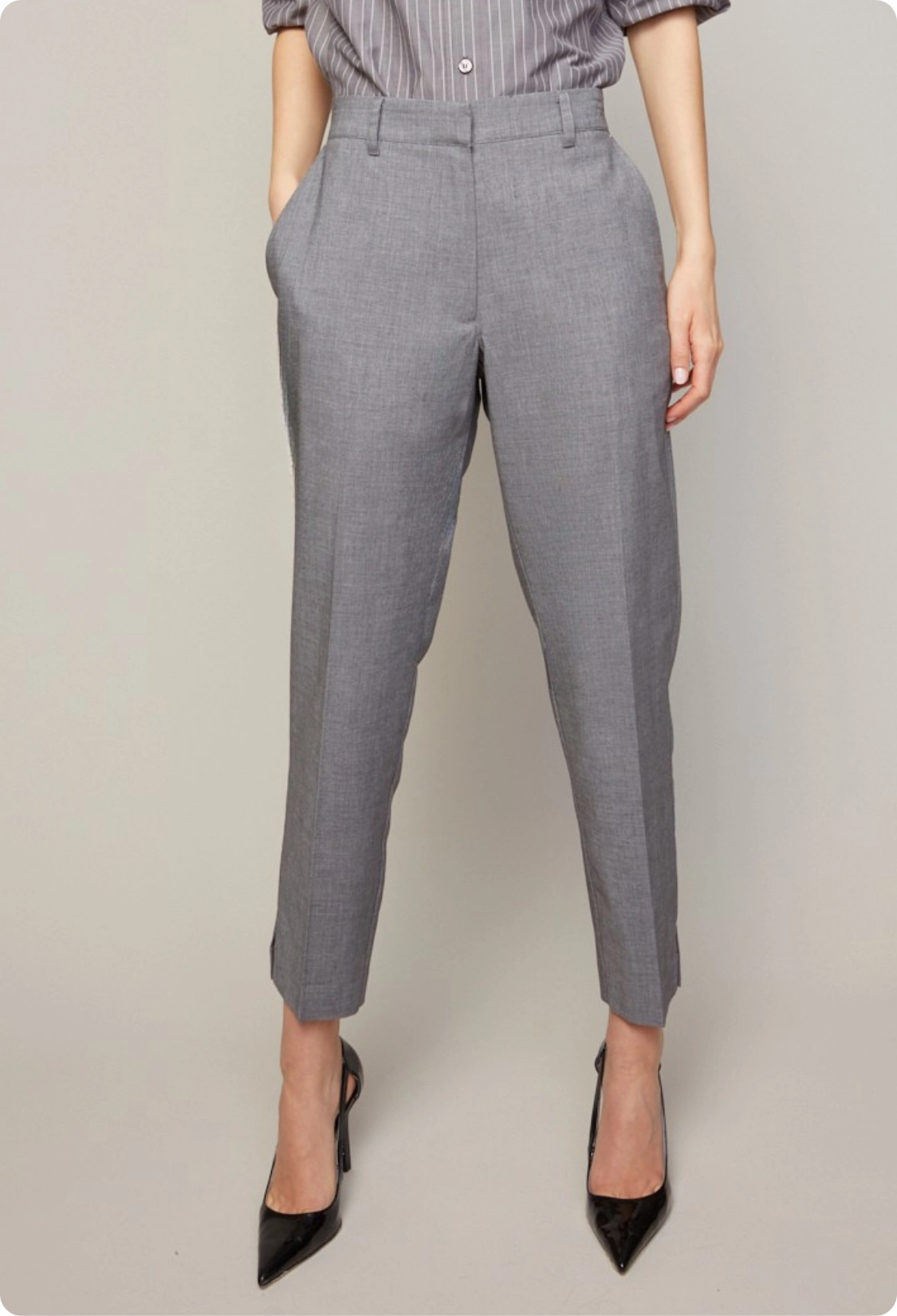 Bruce Slim Leg Ankle Pant With Slit - Light Charcoal Urban Cool