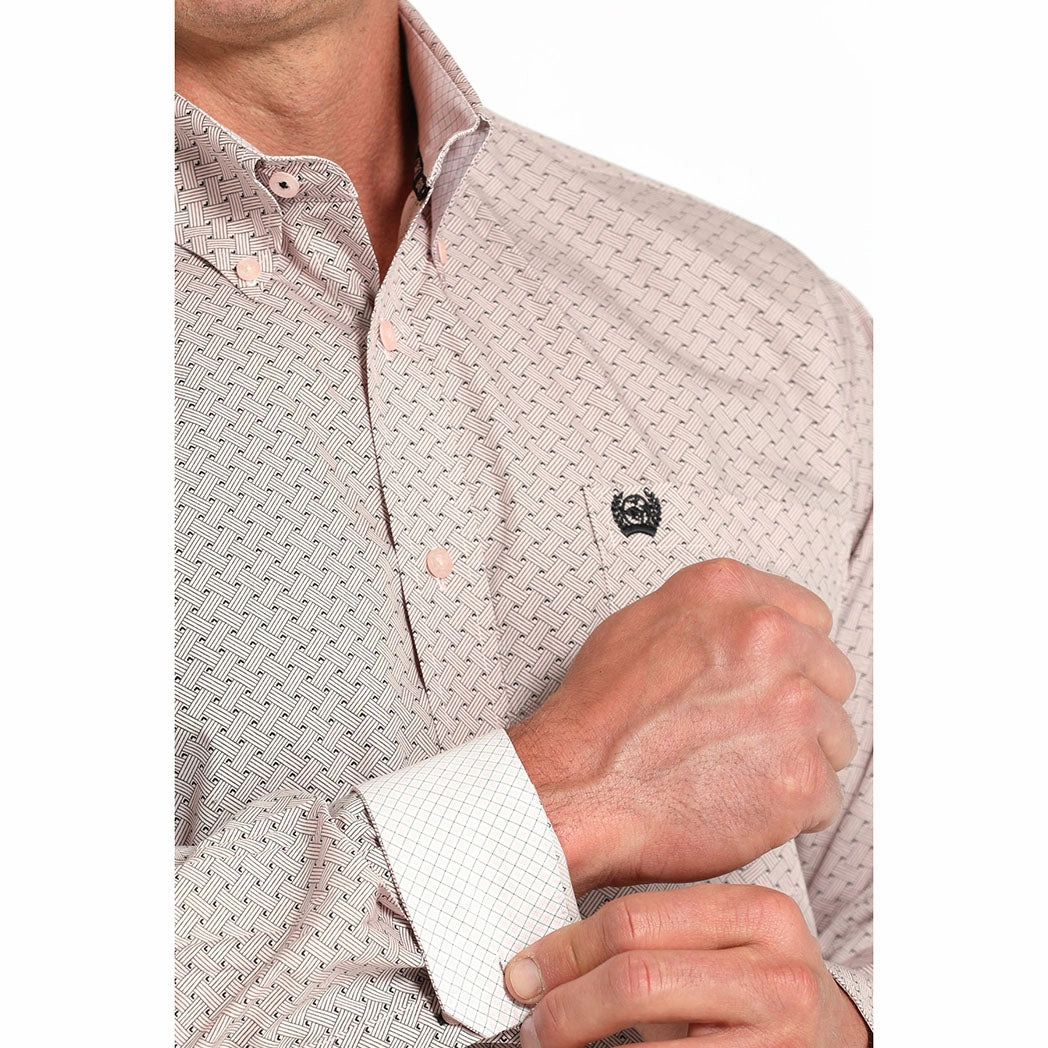 Cinch Men's Basketweave Print Long Sleeve Shirt Work Appropriate