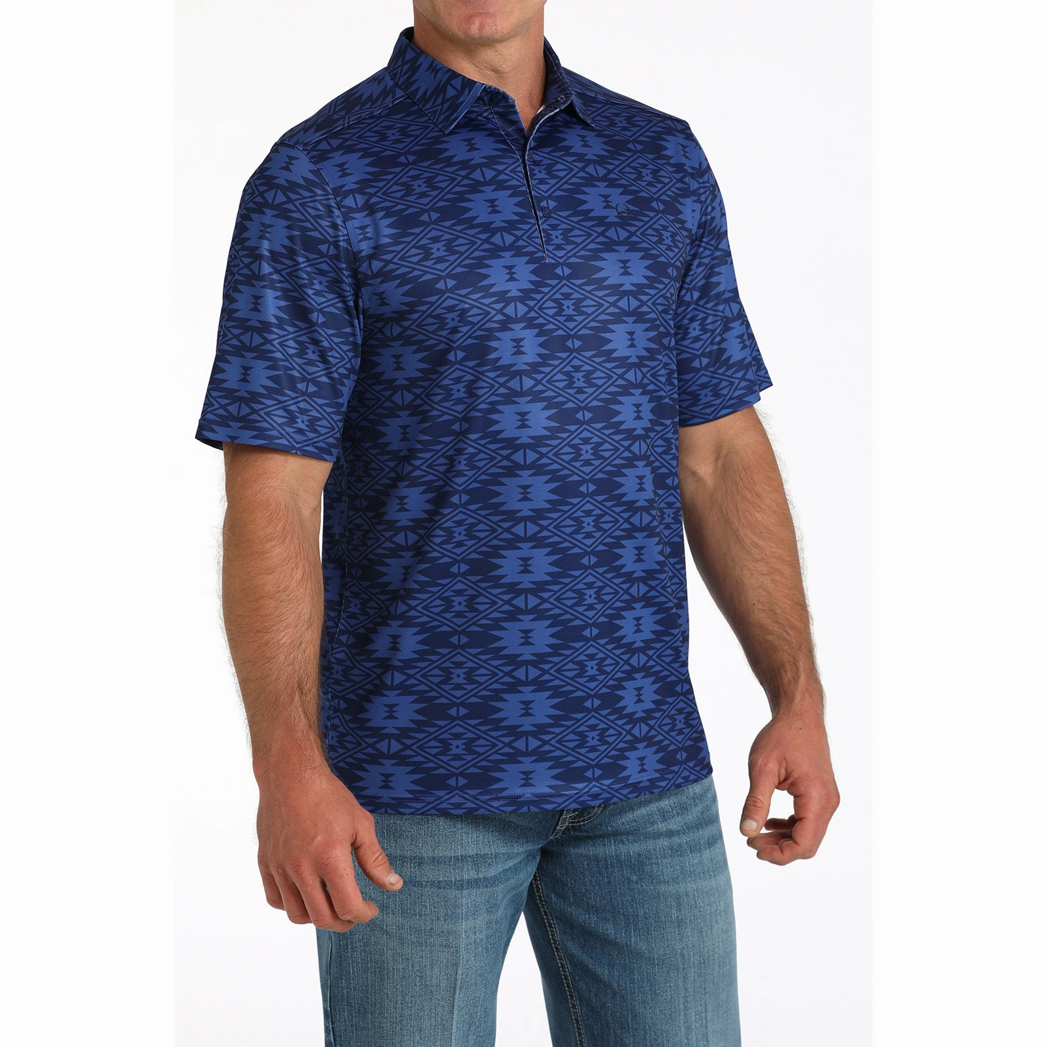 High-End Finish Affordable Luxury Cinch Men's Blue Aztec Arena Flex Polo