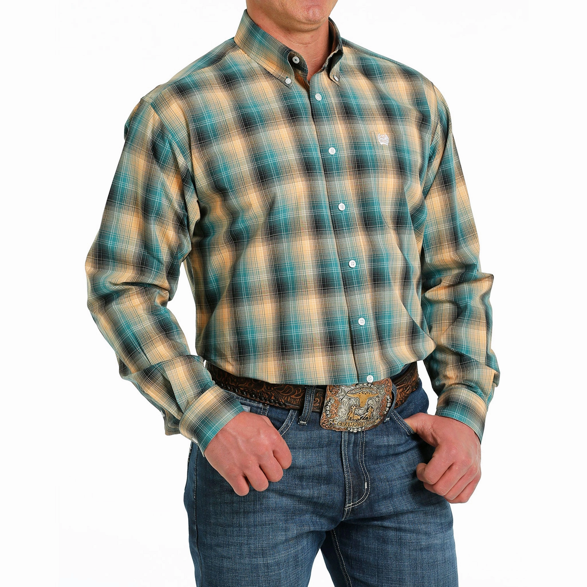 Holiday Gift Sports Ready Cinch Men's Plaid Button-Down Western Shirt