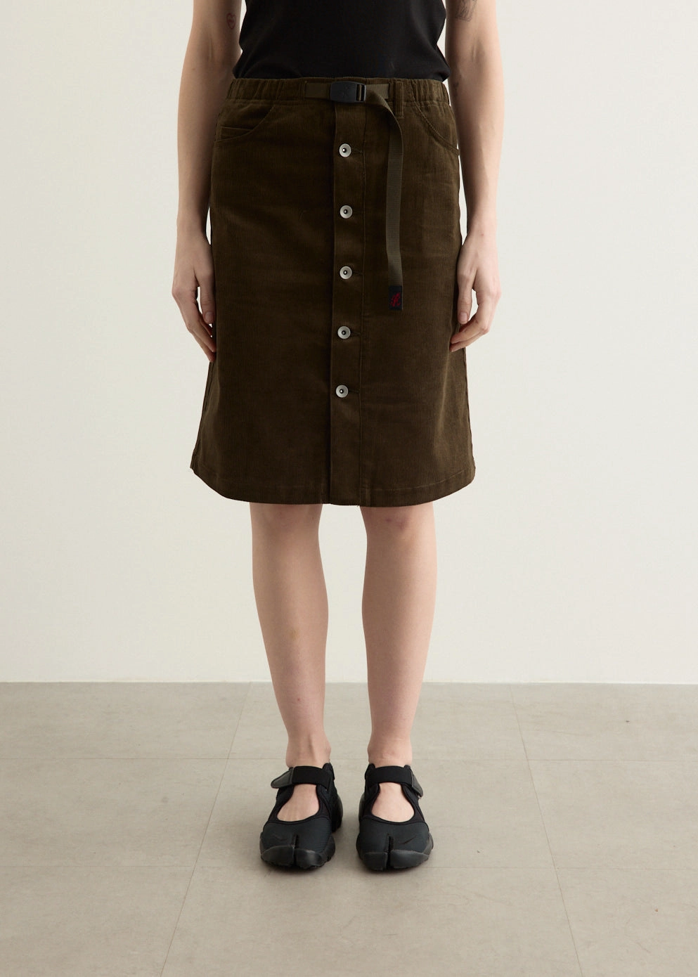 Wool blend Smooth Motion Buttoned Down Midi Skirt