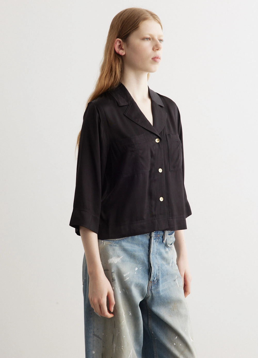 Washed Satin Shirt Classic Comfort