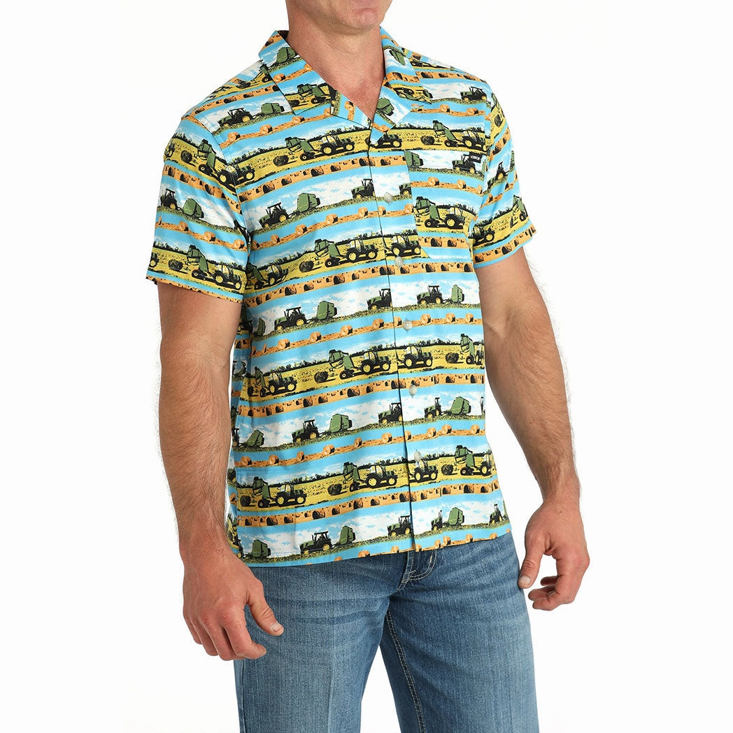 Cinch Men's Hayin Season Camp Shirt-Blue Trendy Look